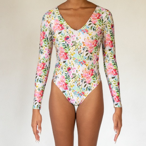 Long Sleeve W/p Backless - White Floral